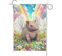 Bandiera Da Giardino Stained Glass Armadillo Rainbow Bridge Animal Memorial Bandiere Decorative Premium Bandiera Da Cortile Colore Vivido Garden Flag Per Celebrazioni Feste Festival 30X45CM
