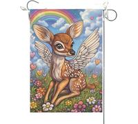 Bandiera Da Giardino Stained Glass Deer Rainbow Bridge Animal Memorial Bandiera Verticale Premium Bandiere Decorative Durevole Bandiera Da Cortile Per Esterno Festival Celebrazioni 30X45CM