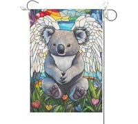 Bandiera Da Giardino Stained Glass Koala Rainbow Bridge Animal Memorial Bandiere Decorative Durevole Bandiera Da Cortile Premium Garden Flag Per Feste Celebrazioni Esterno 30X45CM