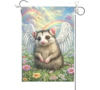 Bandiera Da Giardino Stained Glass Opossum Rainbow Bridge Animal Memorial Bandiera Verticale Durevole Garden Flag Colore Vivido Bandiera Da Cortile Per Esterno Festival Celebrazioni 30X45CM