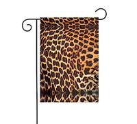 Bandiera da giardino stampata a strisce su leopardi, 12x18 pollici, elegante bandiera da giardino verticale, decorazione bifacciale per tutte le stagioni