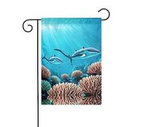 Bandiera da giardino stampata con balene degli abissi, 30,5x45,7 cm, elegante bandiera da giardino verticale, decorazione bifacciale per tutte le stagioni.