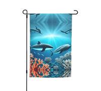 Bandiera da giardino stampata con balene sotto il mare (30,5x45,7 cm) - Perfetta per patii, balconi, cortili, prati e giardini