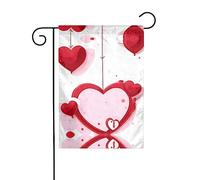 Bandiera da giardino stampata con cuoricino rosso, 12x18 pollici, elegante bandiera da giardino verticale bifacciale, decorazione per tutte le stagioni