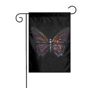 Bandiera da giardino stampata con farfalla misteriosa, 12x18 pollici, elegante bandiera da giardino verticale bifacciale, decorazione per tutte le stagioni