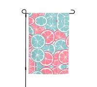 Bandiera da giardino stampata con fette di agrumi rosa e blu (30,5x45,7 cm) - Perfetta per patii, balconi, cortili, prati e giardini