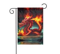Bandiera da giardino stampata con il Re Drago in Fuoco, 12x18 pollici, elegante bandiera da giardino verticale bifacciale, decorazione per tutte le stagioni