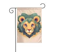 Bandiera da giardino stampata con leone dei cartoni animati, 12x18 pollici, elegante bandiera da giardino verticale bifacciale, decorazione per tutte le stagioni