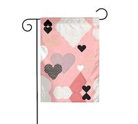 Bandiera da giardino stampata con motivo astratto dell'amore, 12x18 pollici, elegante bandiera da giardino verticale bifacciale, decorazione per tutte le stagioni