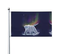 Bandiera da giardino stampata con orso polare aurora boreale, 91,4 x 152,4 cm, adatta per prati, balconi, terrazze, interni ed esterni, con occhielli in metallo, asta non inclusa.