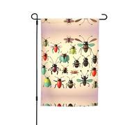 Bandiera da giardino stampata con piccoli insetti dei cartoni animati (12x18 pollici) - Perfetta per patii, balconi, cortili, prati e giardini