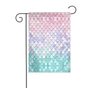 Bandiera da giardino stampata con sirena, rosa e viola, 12x18 pollici, elegante bandiera da giardino verticale bifacciale, decorazione per tutte le stagioni