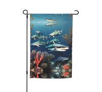 Bandiera da giardino stampata con squali sotto il mare (30,5x45,7 cm) - Perfetta per patii, balconi, cortili, prati e giardini