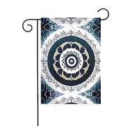 Bandiera da giardino stampata con totem rotondo in bianco e nero, 12x18 pollici, elegante bandiera da giardino verticale bifacciale, decorazione per tutte le stagioni