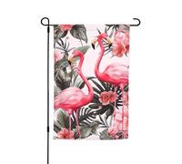 Bandiera da giardino stampata floreale con fenicottero 30,5 x 45,7 cm, per primavera, estate, autunno, inverno, bandiere stagionali su entrambi i lati, bandiere per le vacanze, per esterni, interni