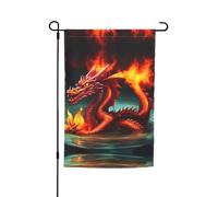Bandiera da giardino stampata raffigurante il Re Drago in Fuoco (12x18 pollici) - Perfetta per patii, balconi, cortili, prati e giardini