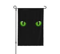 Bandiera da giardino stampata su entrambi i lati, 100 x 70 cm, con occhi verdi e gatti neri che si illuminano al buio, per casa, prato, decorazione da giardino, striscioni per feste, bandiere di