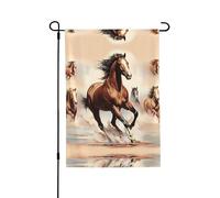 Bandiera da giardino stampata su entrambi i lati (71 x 101 cm), bandiera da giardino con cavallo brunito, decorazione stagionale per esterni