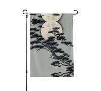 Bandiera da giardino stampata su entrambi i lati con albero di pino sotto la luna (71 x 101 cm), bandiera di benvenuto per cortile stagionale decorazione esterna