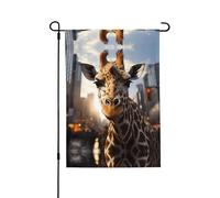 Bandiera da giardino stampata su entrambi i lati con giraffa di New York (71 x 101 cm), bandiera di benvenuto, decorazione stagionale per esterni