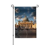 Bandiera da giardino stampata su entrambi i lati della Basilica di San Pietro (71 x 101 cm), bandiera di benvenuto per cortile stagionale decorazione esterna