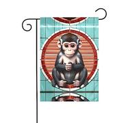 Bandiera da giardino stampata "The Silent Monkey", 12x18 pollici, elegante bandiera da giardino verticale bifacciale, decorazione per tutte le stagioni