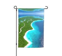 Bandiera da giardino stampata "Un'isola nell'oceano" (30x45 cm) - Perfetta per patii, balconi, cortili, prati e giardini