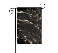 Bandiera da giardino Stampe in marmo oro nero Bandiere decorative principalmente per cortili, giardini, vasi da fiori, terrazza, balcone. 30,5 x 45,7 cm