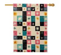 Bandiera da giardino Starflare moderna della metà del secolo, striscione colorato retrò stagionale per esterni, bandiera da cortile su entrambi i lati, per feste primaverili ed estive, decorazione per