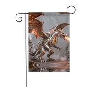 Bandiera da giardino Steampunk Dragon Gear, 30,5 x 45,7 cm, double face, decorazione da giardino per esterni, resistente alle intemperie, bandiera in iuta per patio
