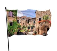 Bandiera da Giardino Strade Italiane Case Tradizionali in Mattoni Cortile Casa Decorazione Esterna Bandiere Striscioni per Patio Prato 3x5 Ft