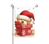 Bandiera da giardino su entrambi i lati, 30,5 x 45,7 cm, bandiera per esterni, piccola bandiera da cortile, cappello di Babbo Natale, regalo e buon Natale, bandiere da giardino per vacanze, bandiera