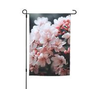 Bandiera da giardino su entrambi i lati, 30,5 x 45,7 cm, bandiera per esterni, piccola bandiera da cortile, fiori rosa e bianchi, bandiere da giardino per vacanze, bandiera di benvenuto, bandiera