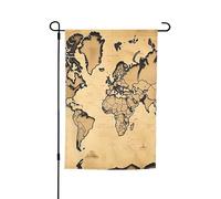 Bandiera da giardino su entrambi i lati, 30,5 x 45,7 cm, bandiera per esterni, piccola bandiera da cortile, vintage, mappa del mondo, bandiere da giardino, bandierine per vacanze, bandiera di