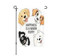 Bandiera da giardino su entrambi i lati, 30,5 x 45,7 cm, bandiere di benvenuto per esterni, bandiere pasquali estive per esterni, decorazioni da giardino per tutte le stagioni (cucciolo di felice)