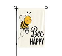Bandiera da giardino su entrambi i lati, 30,5 x 45,7 cm, bandiere di benvenuto per esterni, bandiere pasquali estive per esterni, decorazioni da giardino per tutte le stagioni (ape carina felice)