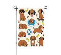 Bandiera da giardino su entrambi i lati, 30,5 x 45,7 cm, bandiere di benvenuto per esterni, bandiere pasquali estive per esterni, decorazioni da giardino per tutte le stagioni (cane felice)