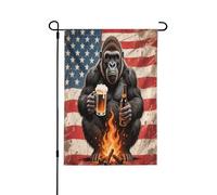 Bandiera da giardino su entrambi i lati, 30,5 x 45,7 cm, bandiere di benvenuto per esterni, bandiere pasquali estive all'aperto, decorazioni da giardino per tutte le stagioni (Gorilla Drinking)