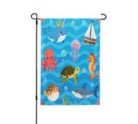 Bandiera da giardino su entrambi i lati, 71 x 101 cm, bandiere di benvenuto per esterni, bandiere pasquali estive per esterni, decorazioni da giardino per tutte le stagioni (vita dei pesci dell'oceano