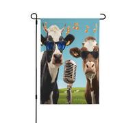 Bandiera da giardino su entrambi i lati, 71 x 101 cm, bandiere di benvenuto per esterni, bandiere pasquali estive per esterni, decorazioni da giardino per tutte le stagioni (mucche cantano)