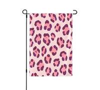 Bandiera da giardino su entrambi i lati, 71 x 101 cm, bandiere di benvenuto per esterni, bandiere pasquali estive per esterni, decorazioni da giardino per tutte le stagioni (pelle di leopardo rosa)