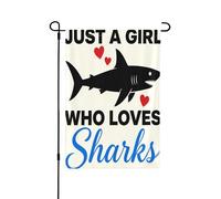 Bandiera da giardino su entrambi i lati, 71 x 101 cm, bandiere di benvenuto per esterni, bandiere pasquali estive per esterni, decorazioni da giardino per tutte le stagioni (ragazze amano gli squali)