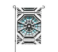 Bandiera da giardino su entrambi i lati con edificio ottagonale, 30,5 x 45,7 cm, decorazione da cortile per esterni, stampa all-over, striscione decorativo stagionale per patio prato