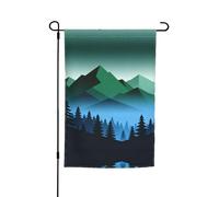 Bandiera da giardino su entrambi i lati con foreste e montagne, 30,5 x 45,7 cm, decorazione da cortile per esterni, stampa all-over, striscione decorativo stagionale per patio prato