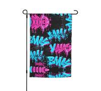 Bandiera da giardino su entrambi i lati in stile graffiti stradali, 30,5 x 45,7 cm, decorazione da cortile per esterni, stampa all-over, striscione decorativo stagionale per patio prato