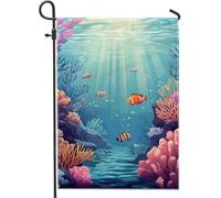 Bandiera da giardino subacquea della barriera corallina, decorativa colorata per l'estate, bandiera da cortile su entrambi i lati, decorazione per prato all'aperto ispirata all'oceano, 30,5 x 45,7 cm