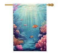 Bandiera da giardino subacquea della barriera corallina, decorativa colorata per l'estate, bandiera da cortile su entrambi i lati, decorazione per prato all'aperto ispirata all'oceano, 71 x 101 cm