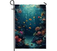 Bandiera da giardino subacquea della barriera corallina, striscione colorato con vita marina oceano, bandiera da cortile su entrambi i lati, decorazione estiva per la casa, vivace decorazione per