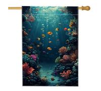 Bandiera da giardino subacquea della barriera corallina, striscione colorato con vita marina oceano, bandiera da cortile su entrambi i lati, decorazione estiva per la casa, vivace decorazione per