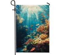 Bandiera da giardino subacquea della barriera corallina, vivace bandiera decorativa per la casa, doppio lato, decorazione per prato esterno per feste estive in spiaggia 30,5 x 45,7 cm